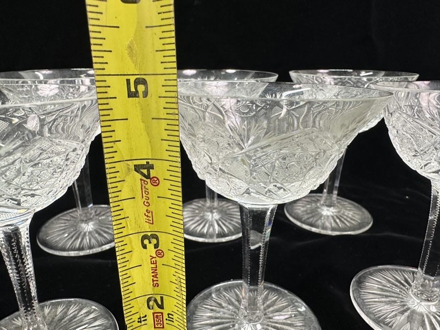 Just Added - (8) Vintage Bohemia Hand Cut Lead Crystal Stemware Glasses Made In Czechoslovakia 4.75H [Photo 8]
