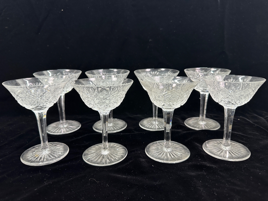 Just Added - (8) Vintage Bohemia Hand Cut Lead Crystal Stemware Glasses Made In Czechoslovakia 4.75H [Photo 3]