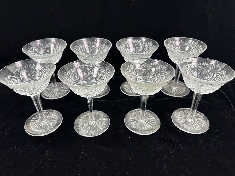 Just Added - (8) Vintage Bohemia Hand Cut Lead Crystal Stemware Glasses Made In Czechoslovakia 4.75H [Photo 7]