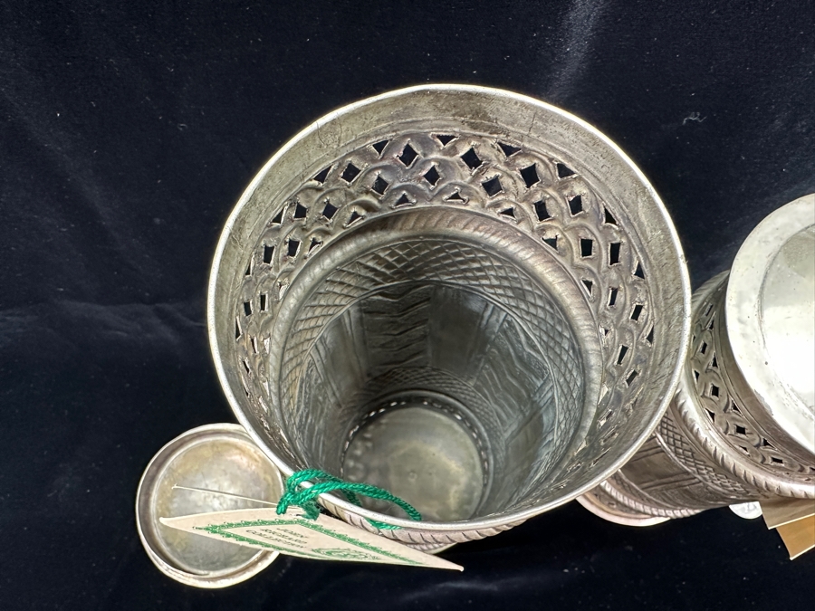 Just Added - New Pair Of John Richard Collection Metal Cannisters Made In India 9H & 11.5H [Photo 6]