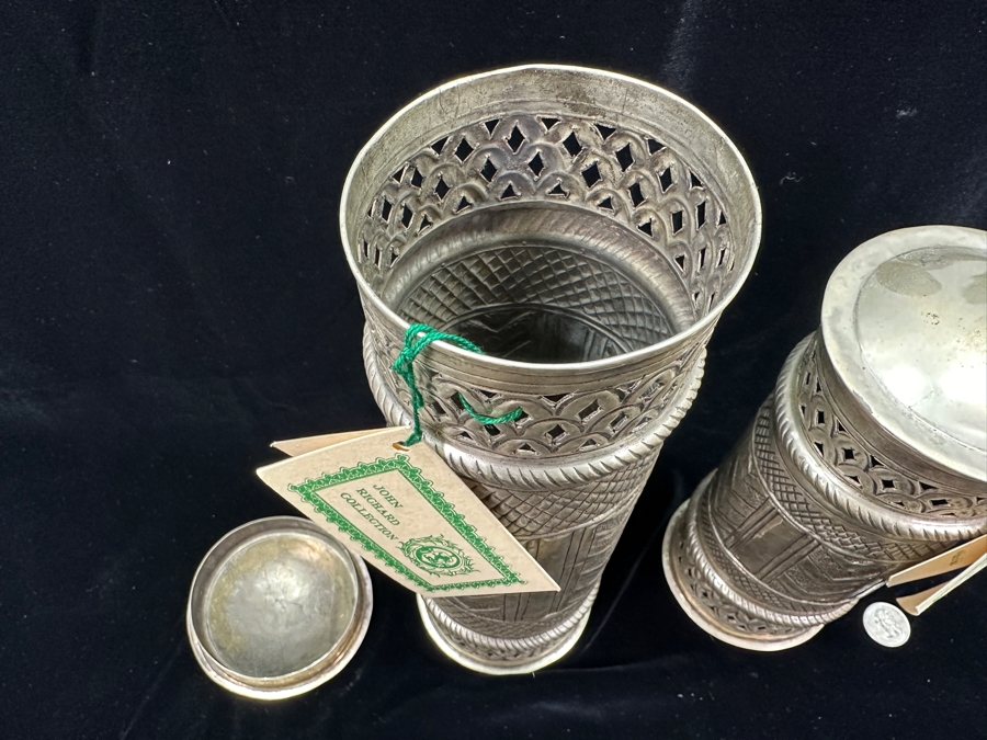 Just Added - New Pair Of John Richard Collection Metal Cannisters Made In India 9H & 11.5H [Photo 5]