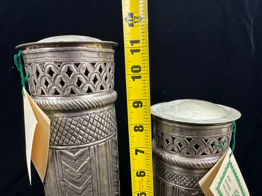 Just Added - New Pair Of John Richard Collection Metal Cannisters Made In India 9H & 11.5H [Photo 8]