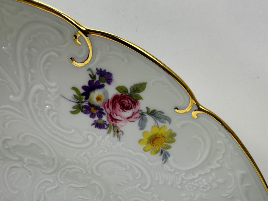 Just Added - Furstenberg Germany White Porcelain Hand Painted Meissen Flowers Plate 12W [Photo 3]