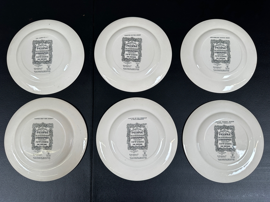 Set Of Six Limited Edition Currier Colored Engravings Plates By Adams England For B. Altman & Co. New York City 10 5/8'W [Photo 12]
