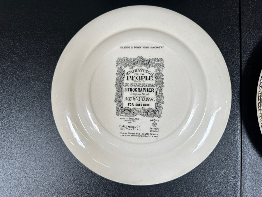 Set Of Six Limited Edition Currier Colored Engravings Plates By Adams England For B. Altman & Co. New York City 10 5/8'W [Photo 9]