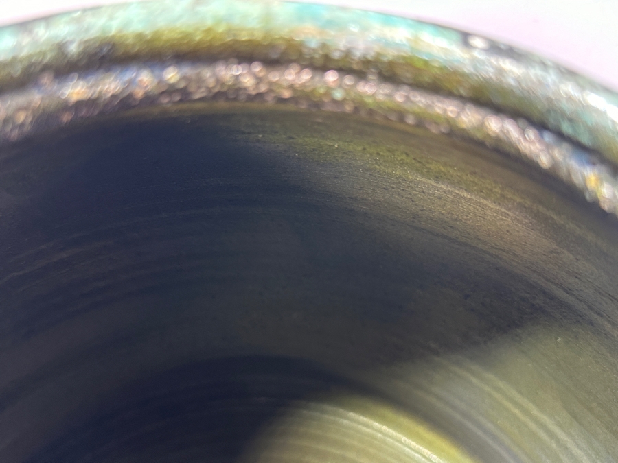 Eclectic Artist Signed Raku Art Pottery Jar With Antler Lid 28.5H [Photo 15]