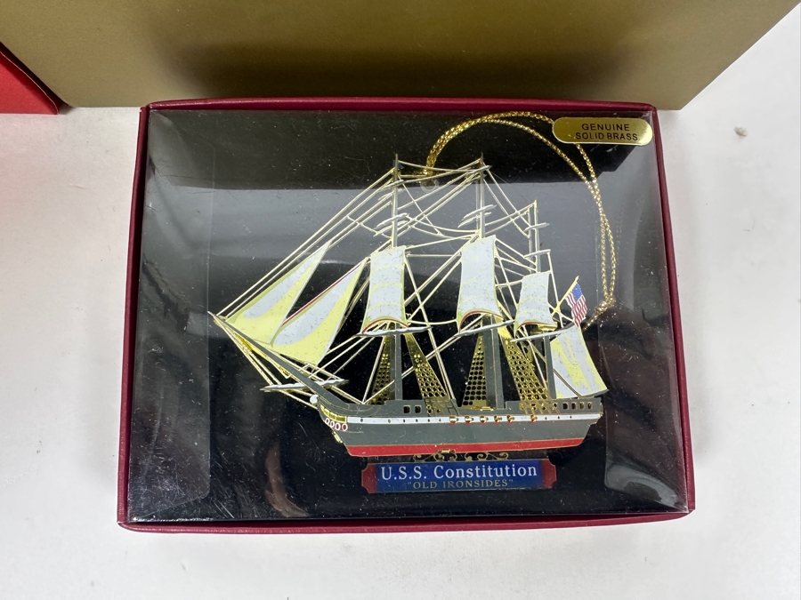 (3) Hotel Del Coronado Glass Ornaments And Brass U.S.S. Constitution 'Old Ironsides' Ornament [Photo 6]