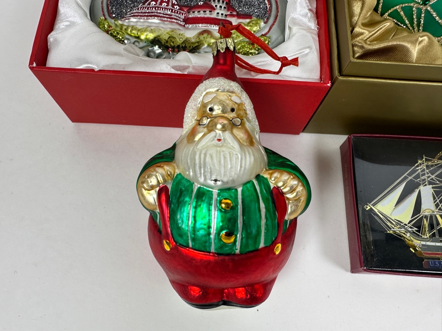 (3) Hotel Del Coronado Glass Ornaments And Brass U.S.S. Constitution 'Old Ironsides' Ornament [Photo 4]