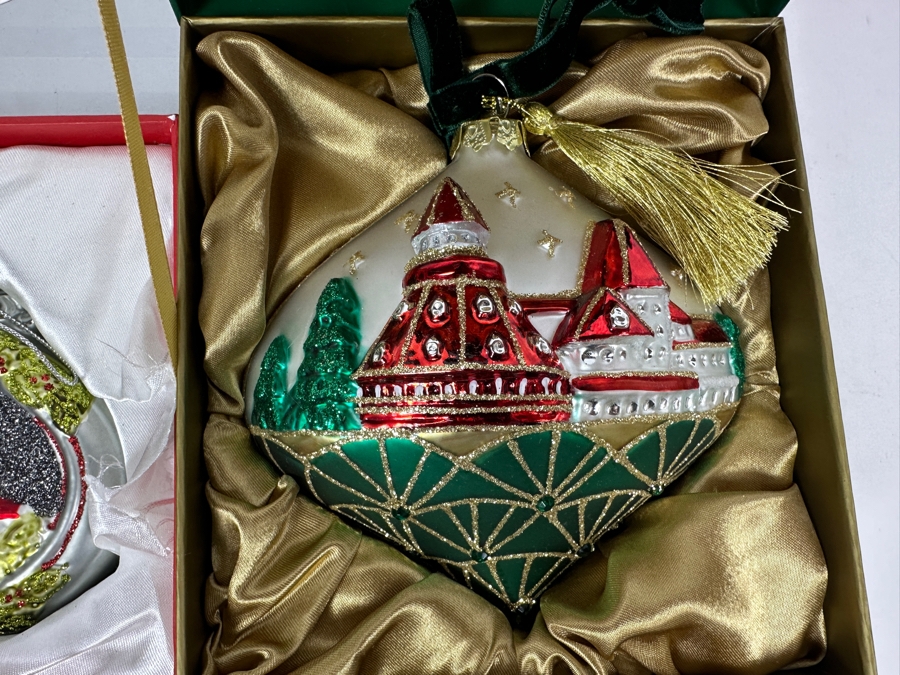 (3) Hotel Del Coronado Glass Ornaments And Brass U.S.S. Constitution 'Old Ironsides' Ornament [Photo 3]