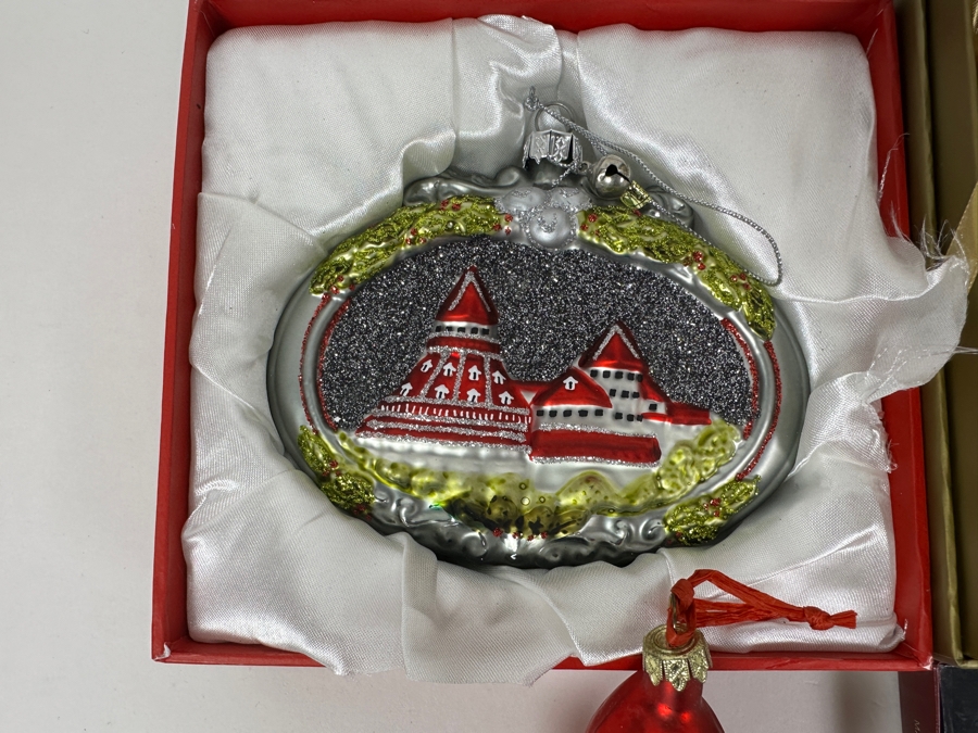 (3) Hotel Del Coronado Glass Ornaments And Brass U.S.S. Constitution 'Old Ironsides' Ornament [Photo 2]