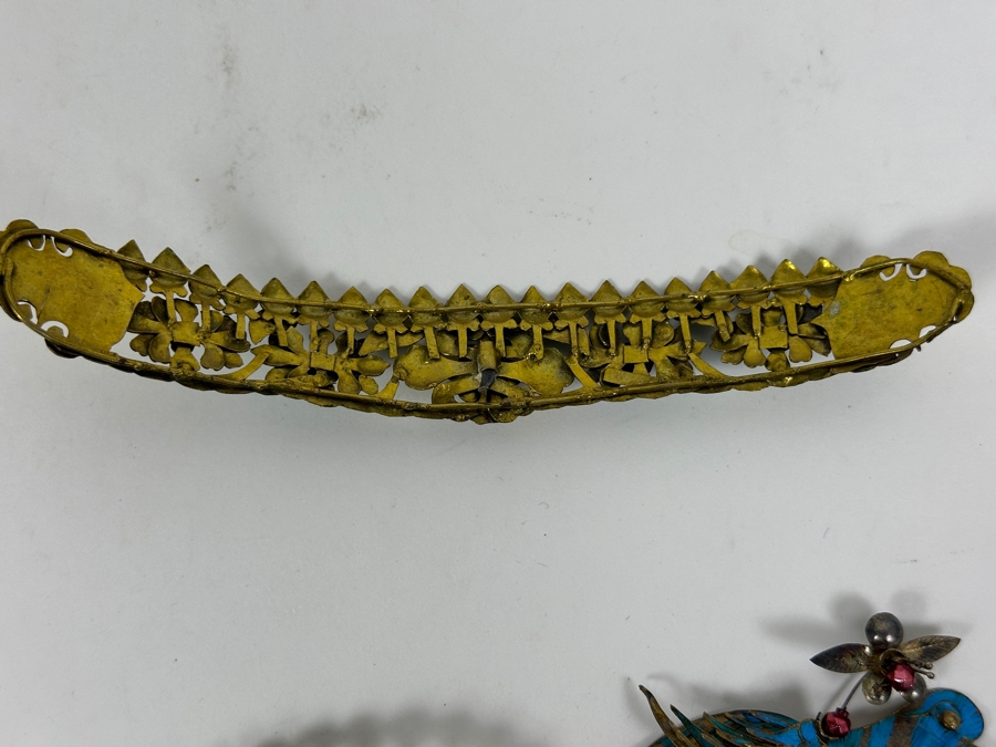 Just Added - Collection Of Antique Chinese Kingfisher Feather Hairpins 36g (Pin On Bottom Left Is Signed) [Photo 16]