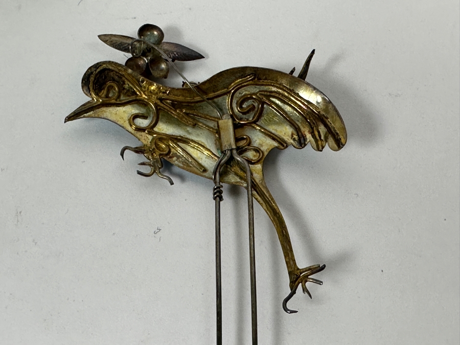 Just Added - Collection Of Antique Chinese Kingfisher Feather Hairpins 36g (Pin On Bottom Left Is Signed) [Photo 19]