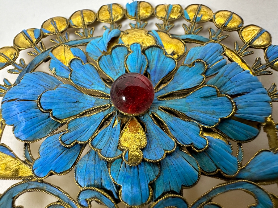 Just Added - Collection Of Antique Chinese Kingfisher Feather Hairpins 36g (Pin On Bottom Left Is Signed) [Photo 6]