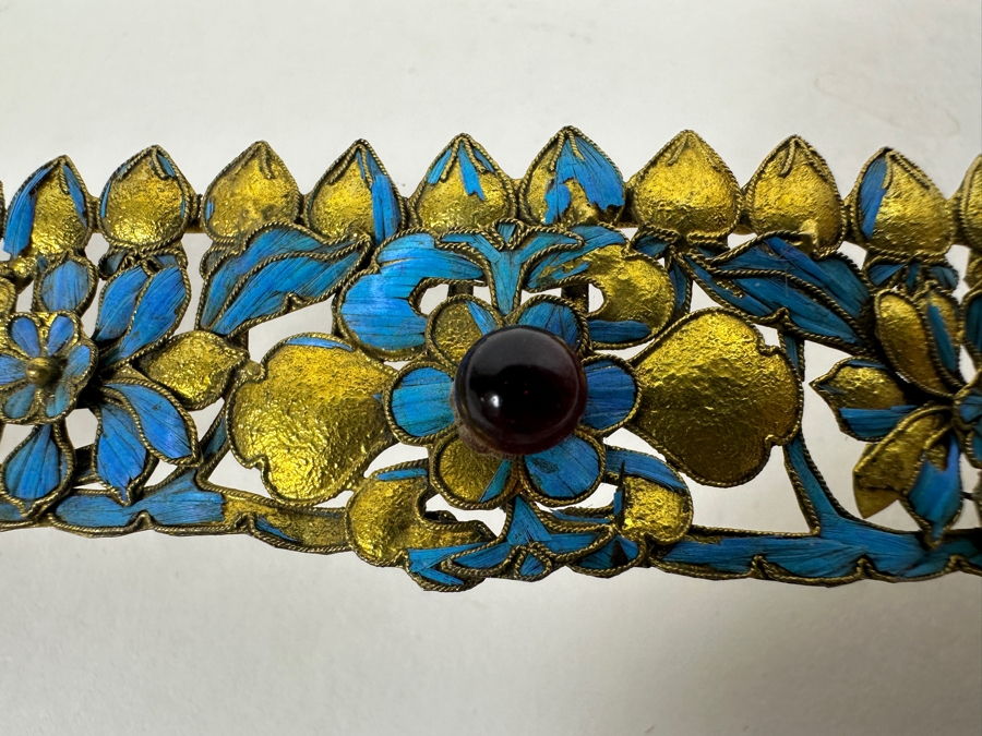 Just Added - Collection Of Antique Chinese Kingfisher Feather Hairpins 36g (Pin On Bottom Left Is Signed) [Photo 10]