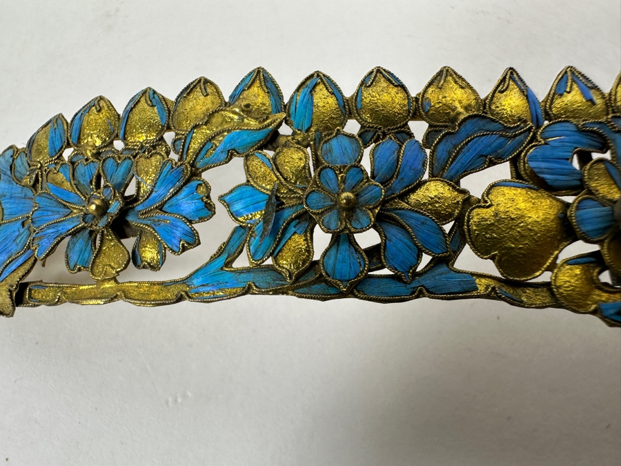 Just Added - Collection Of Antique Chinese Kingfisher Feather Hairpins 36g (Pin On Bottom Left Is Signed) [Photo 11]