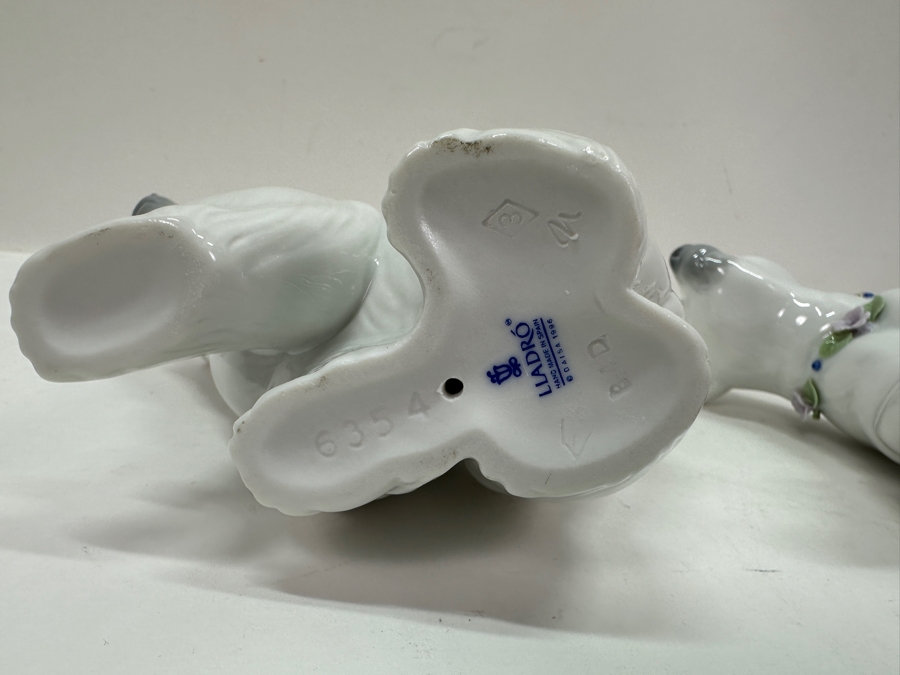 Lladro 'Attentive Polar Bear' Porcelain Figurine #6354 3.75'H and 'Polar Bear Resting with Flowers' #6355 5'H	 [Photo 11]