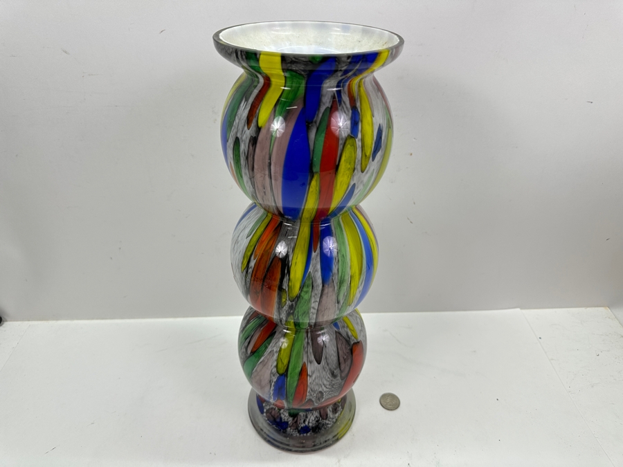 Mikasa Modern Abstract Art Glass Splatter Vase 16'H [Photo 4]