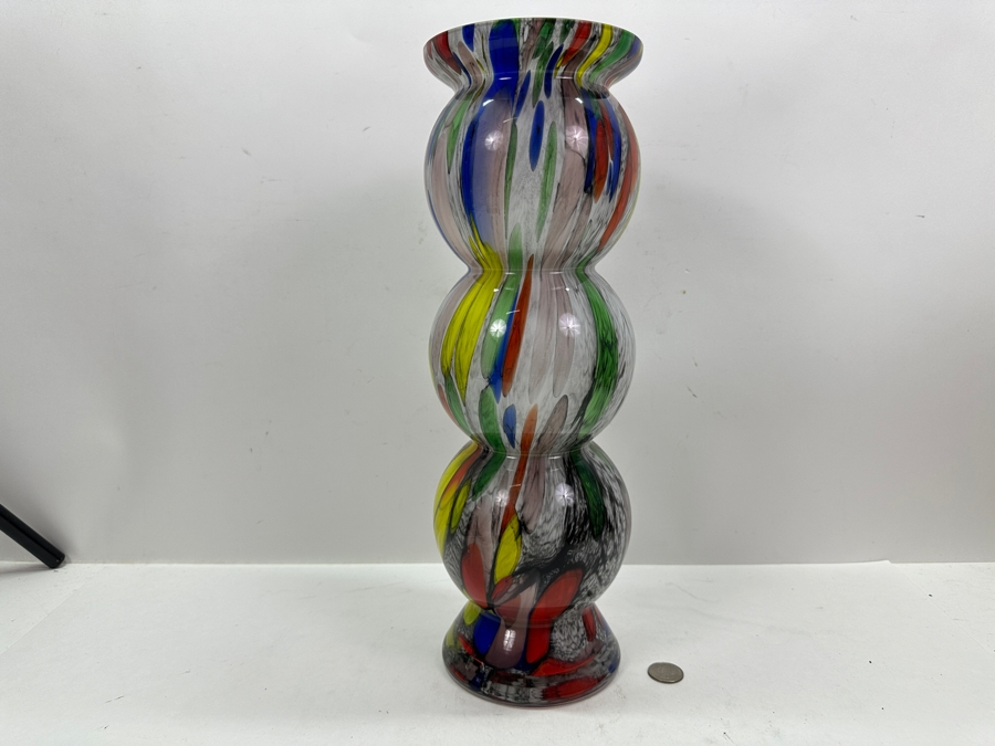 Mikasa Modern Abstract Art Glass Splatter Vase 16'H [Photo 2]