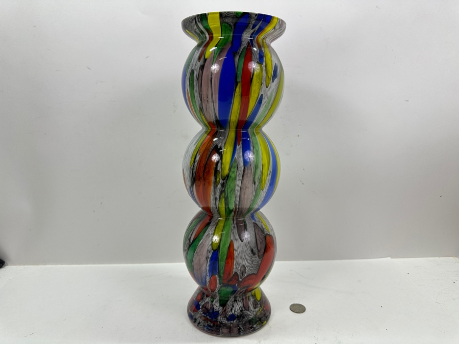 Mikasa Modern Abstract Art Glass Splatter Vase 16'H [Photo 3]