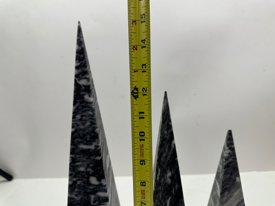 Set Of Three Vintage Solid Marble Obelisks - Tallest Is 15'H [Photo 12]