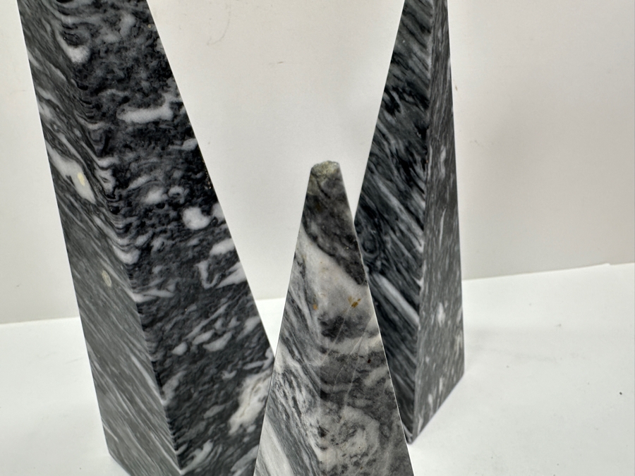 Set Of Three Vintage Solid Marble Obelisks - Tallest Is 15'H [Photo 7]