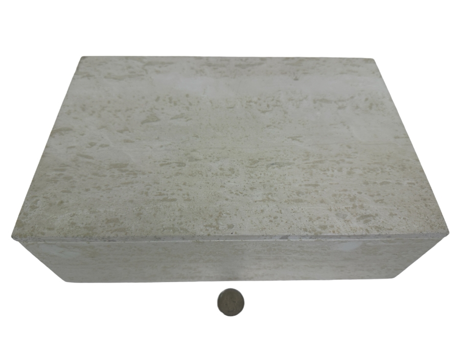 Vintage Solid Travertine Box 12W X 8D X 4H