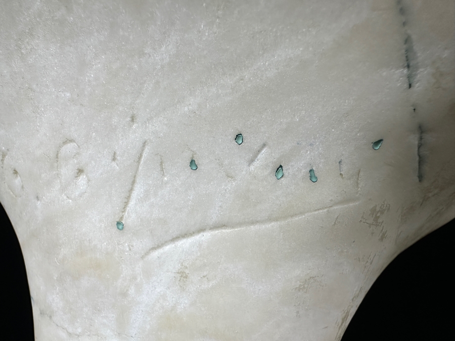 Stunning Carved Alabaster Bust Of A Young Woman Artist Signed 10W X 17.5H [Photo 10]