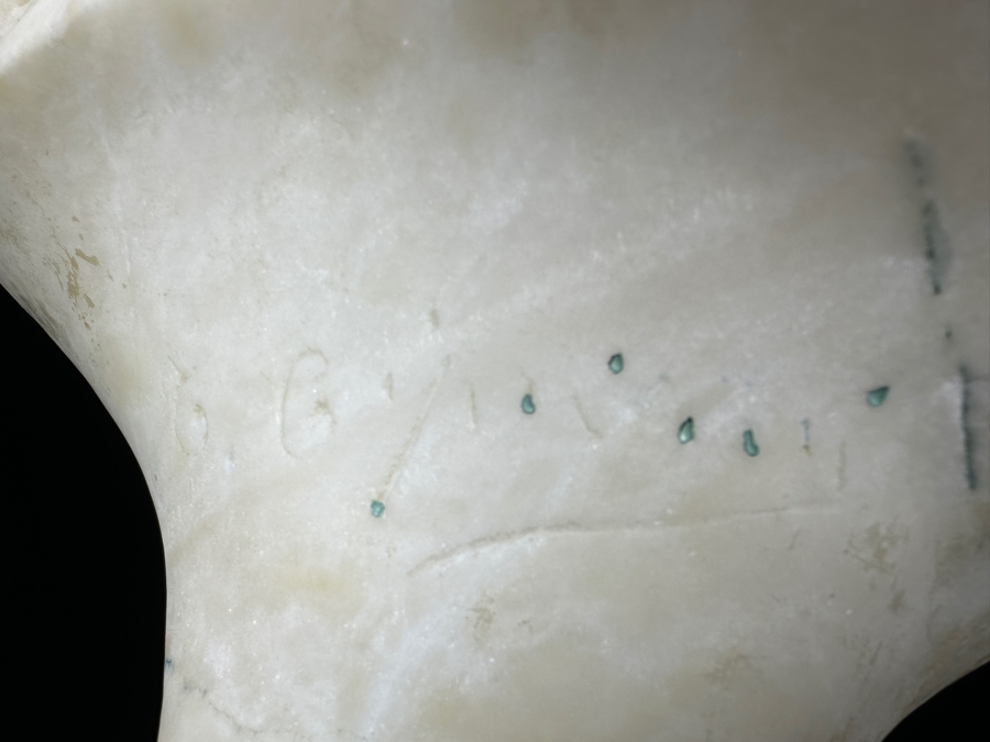 Stunning Carved Alabaster Bust Of A Young Woman Artist Signed 10W X 17.5H [Photo 12]