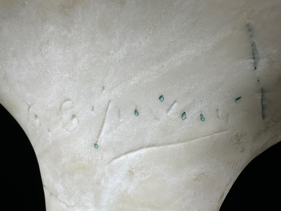 Stunning Carved Alabaster Bust Of A Young Woman Artist Signed 10W X 17.5H [Photo 9]