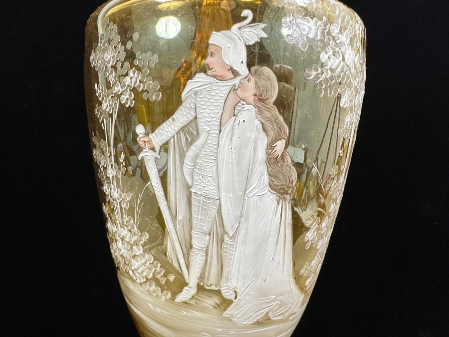 Vintage Hand Painted Glass Ewer Pitcher 15.5H [Photo 3]