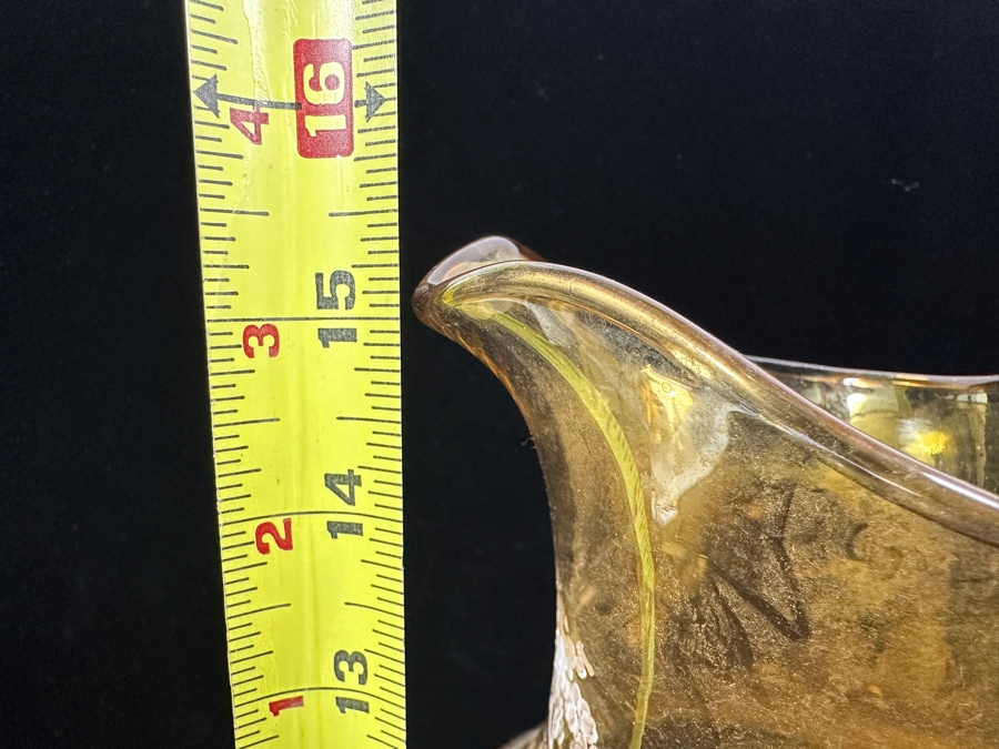 Vintage Hand Painted Glass Ewer Pitcher 15.5H [Photo 6]