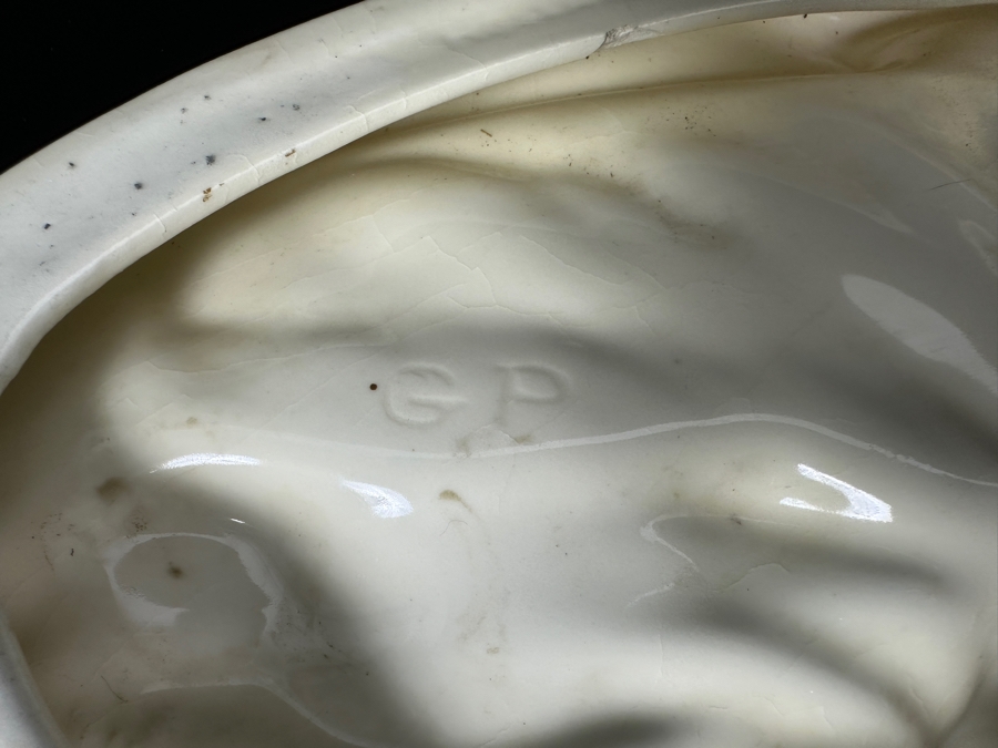 Vintage White Cermaic Pin-Up Girl Trinket Dish By G. P. 11W X 8D [Photo 5]