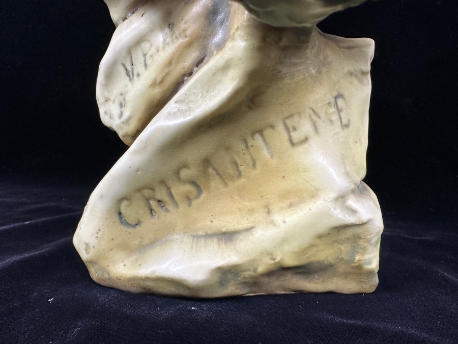 Stunning RStK Amphora Porcelain Turn Teplitz Bohemia Art Nouveau Bust Woman Made in Austria 15'H (See Photos For Several Chips To Flowers) [Photo 7]