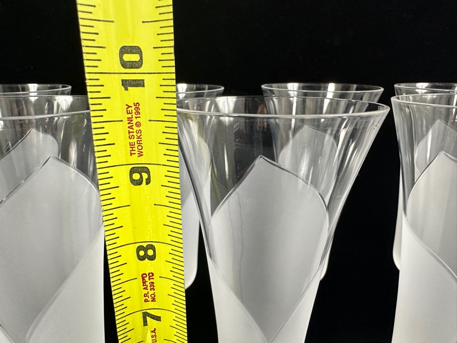 (11) Sasaki Hana Clear Frosted Lily Stemware Champagne Flutes Glasses 9 5/8H X 2.75W Replacements Value $439 [Photo 6]