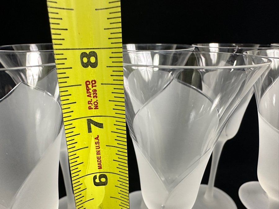 (11) Sasaki Hana Clear Frosted Lily Stemware Wine Glasses 7.75H X 3 1/8W Replacements Value $329 [Photo 7]