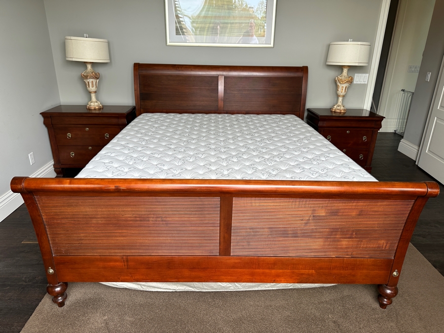 Just Added - Ethan Allen British Classics California King Wooden Bed With Beautyrest Classic Mattress Lynette Cove Firm & Box Spring [Photo 2]