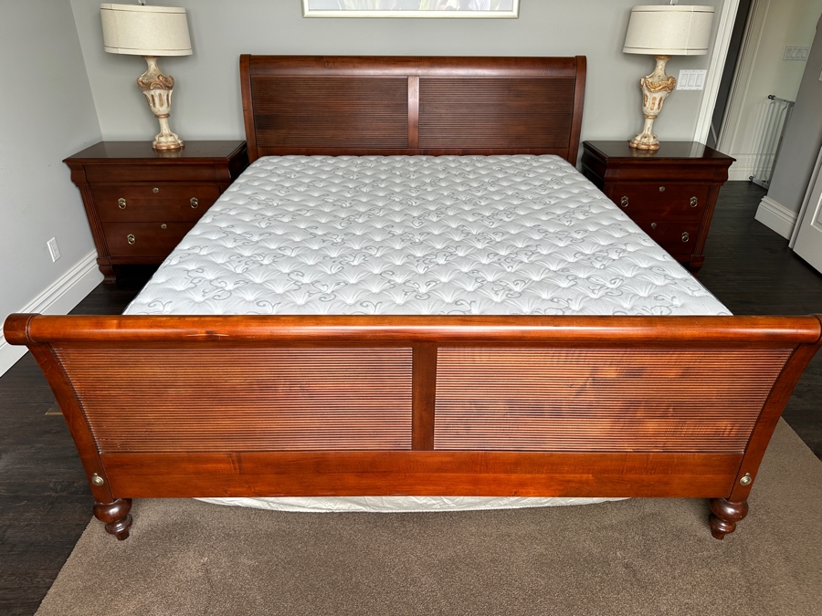 Just Added - Ethan Allen British Classics California King Wooden Bed With Beautyrest Classic Mattress Lynette Cove Firm & Box Spring
