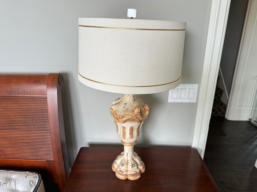 Just Added - Pair Of Stunning Painted Wooden Table Lamps With Tanner Kenzie Shades 30'H [Photo 10]