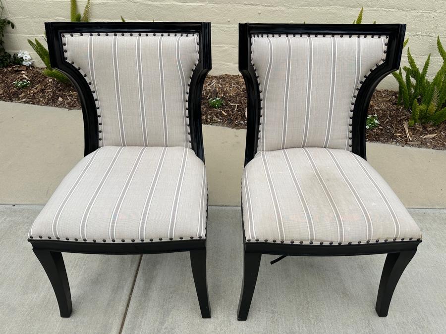 Just Added - Pair Of Custom Wooden Occasional Side Chairs [Photo 3]