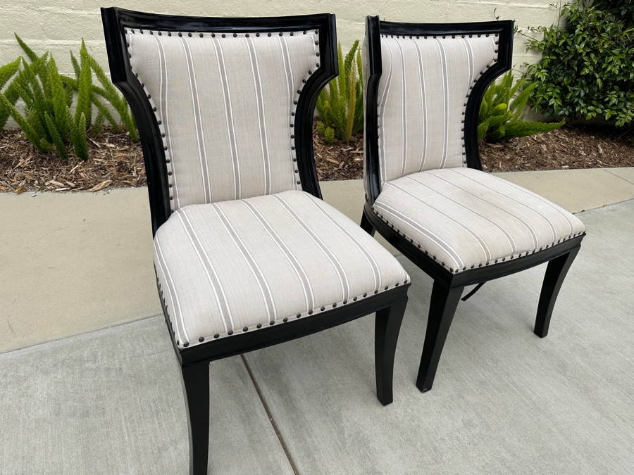 Just Added - Pair Of Custom Wooden Occasional Side Chairs [Photo 4]