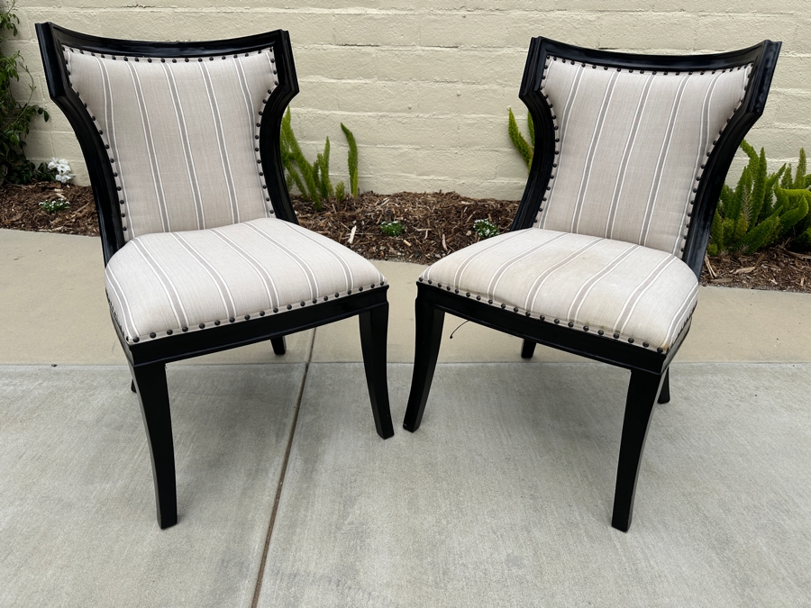 Just Added - Pair Of Custom Wooden Occasional Side Chairs
