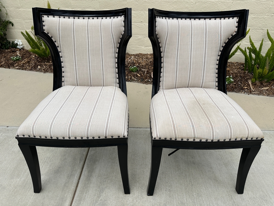 Just Added - Pair Of Custom Wooden Occasional Side Chairs [Photo 2]