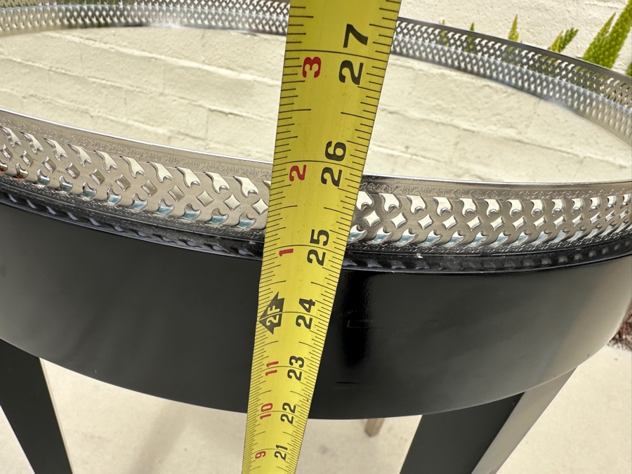 Just Added - Round Black End Table With Mirrored Top 21W X 26H [Photo 5]