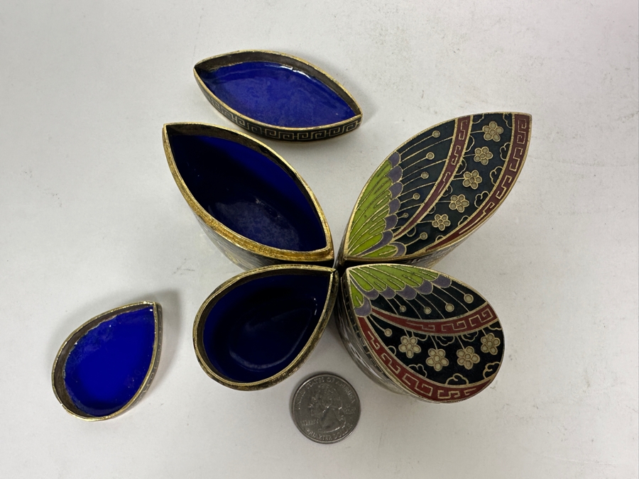 Just Added - Chinese Four Piece Butterfly Cloisonne [Photo 5]