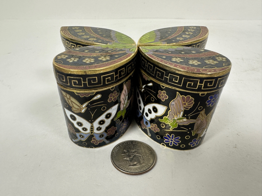 Just Added - Chinese Four Piece Butterfly Cloisonne [Photo 4]