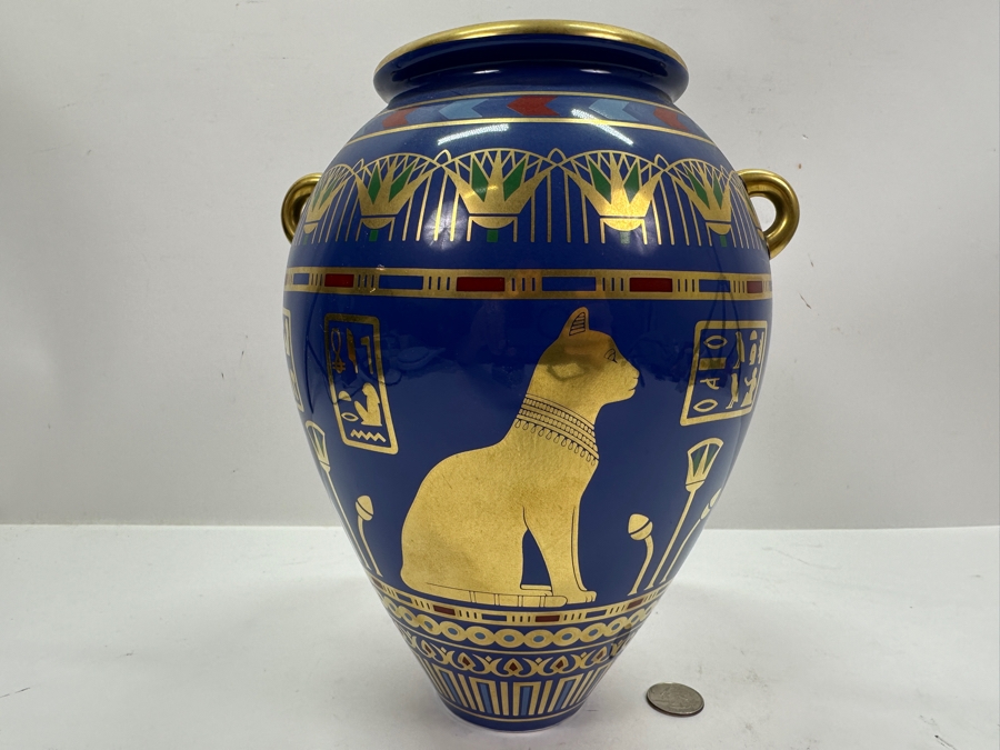 Franklin Mint The Golden Vase Of Bast By Roushdy Iskander Garas Hand Decorated With 24k Gold 1987 10'H [Photo 3]