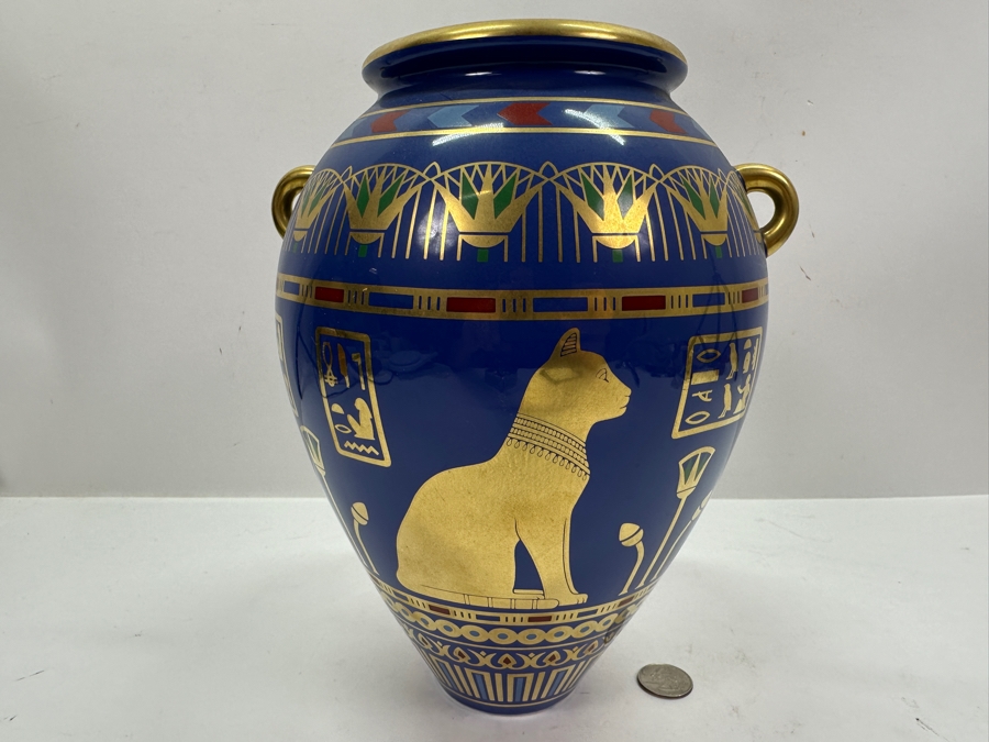 Franklin Mint The Golden Vase Of Bast By Roushdy Iskander Garas Hand Decorated With 24k Gold 1987 10'H [Photo 2]