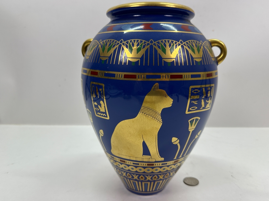 Franklin Mint The Golden Vase Of Bast By Roushdy Iskander Garas Hand Decorated With 24k Gold 1987 10'H [Photo 4]
