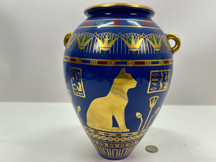 Franklin Mint The Golden Vase Of Bast By Roushdy Iskander Garas Hand Decorated With 24k Gold 1987 10'H [Photo 5]