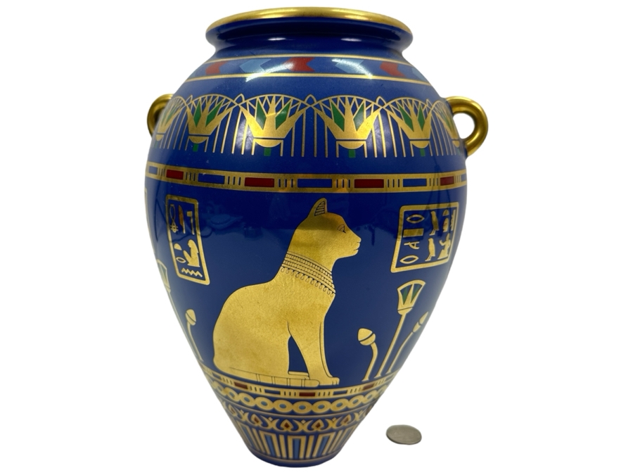 Franklin Mint The Golden Vase Of Bast By Roushdy Iskander Garas Hand Decorated With 24k Gold 1987 10'H [Photo 1]